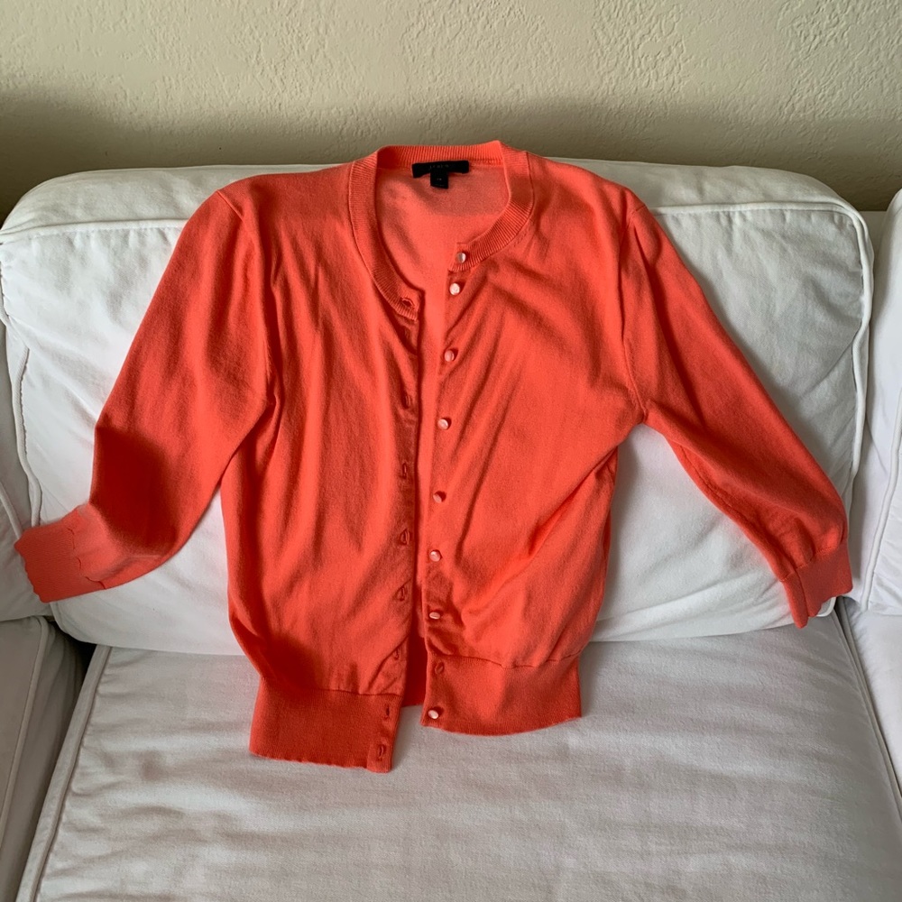 J. Crew Cardigan in a beautiful vibrant ‘melon.’